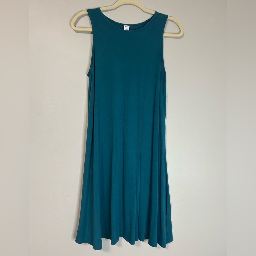 Old Navy Teal Sleeveless Crew Neck Midi Sundress, Size M
